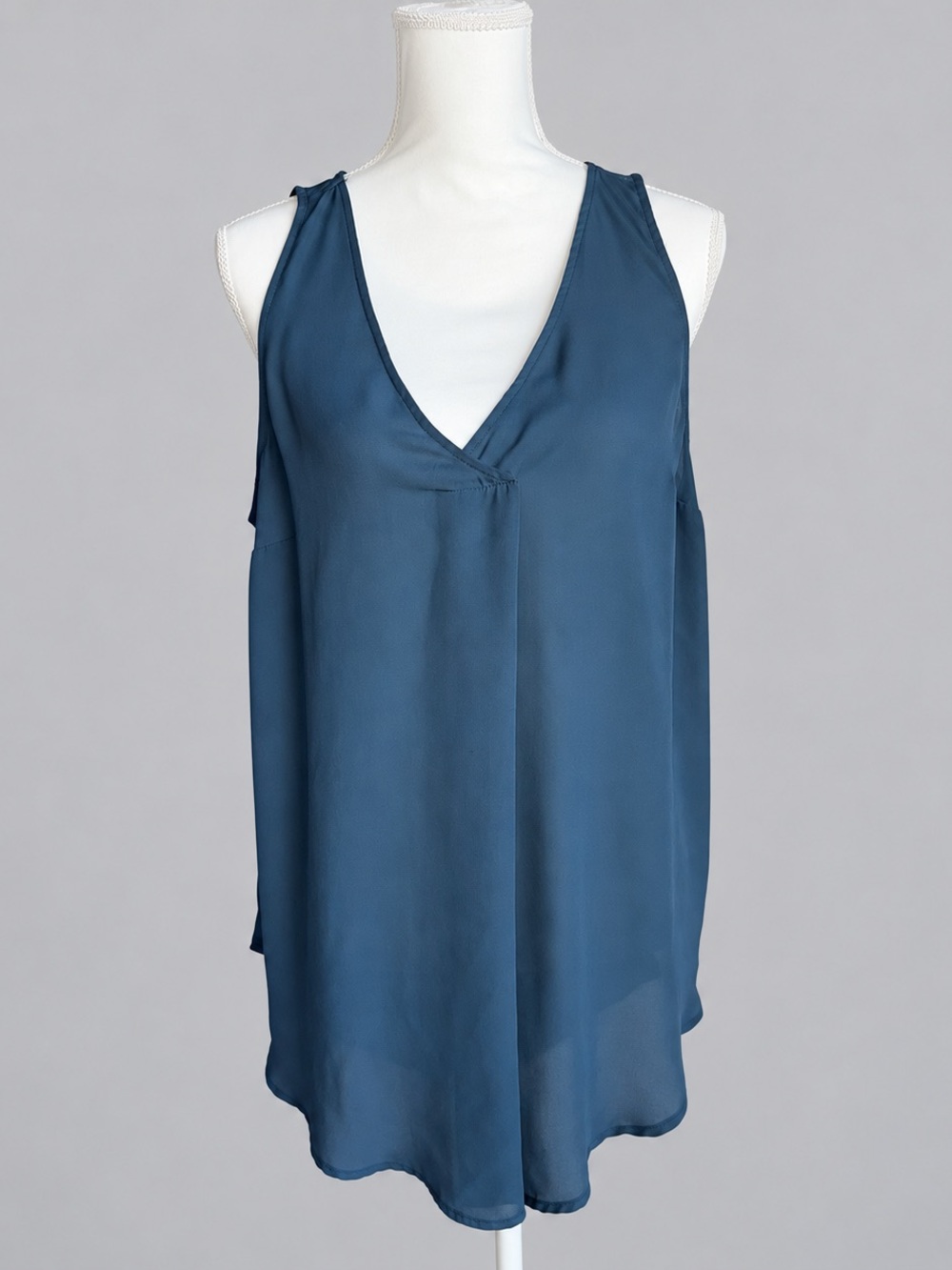 Torrid Dark Teal Blue V-Neck Flowy Tank Blouse Size 1